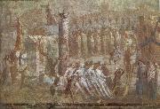 Wall painting from Pompeii showing the story of the Trojan Horse unknow artist